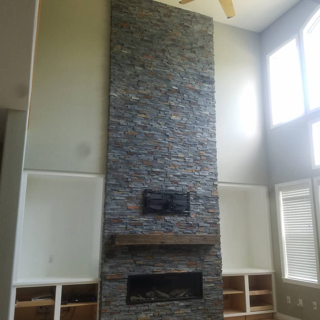 Fireplace and mantel tile work in Denver